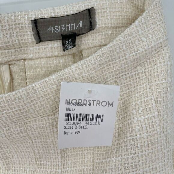 4Sienna Esma Pleated Textured Tweed Mini A-Line Skater Skirt Ivory Women XS - Picture 8 of 10